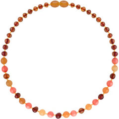 Barnsteen ketting baby/peuter - cognac, aventurijn koraal image 0