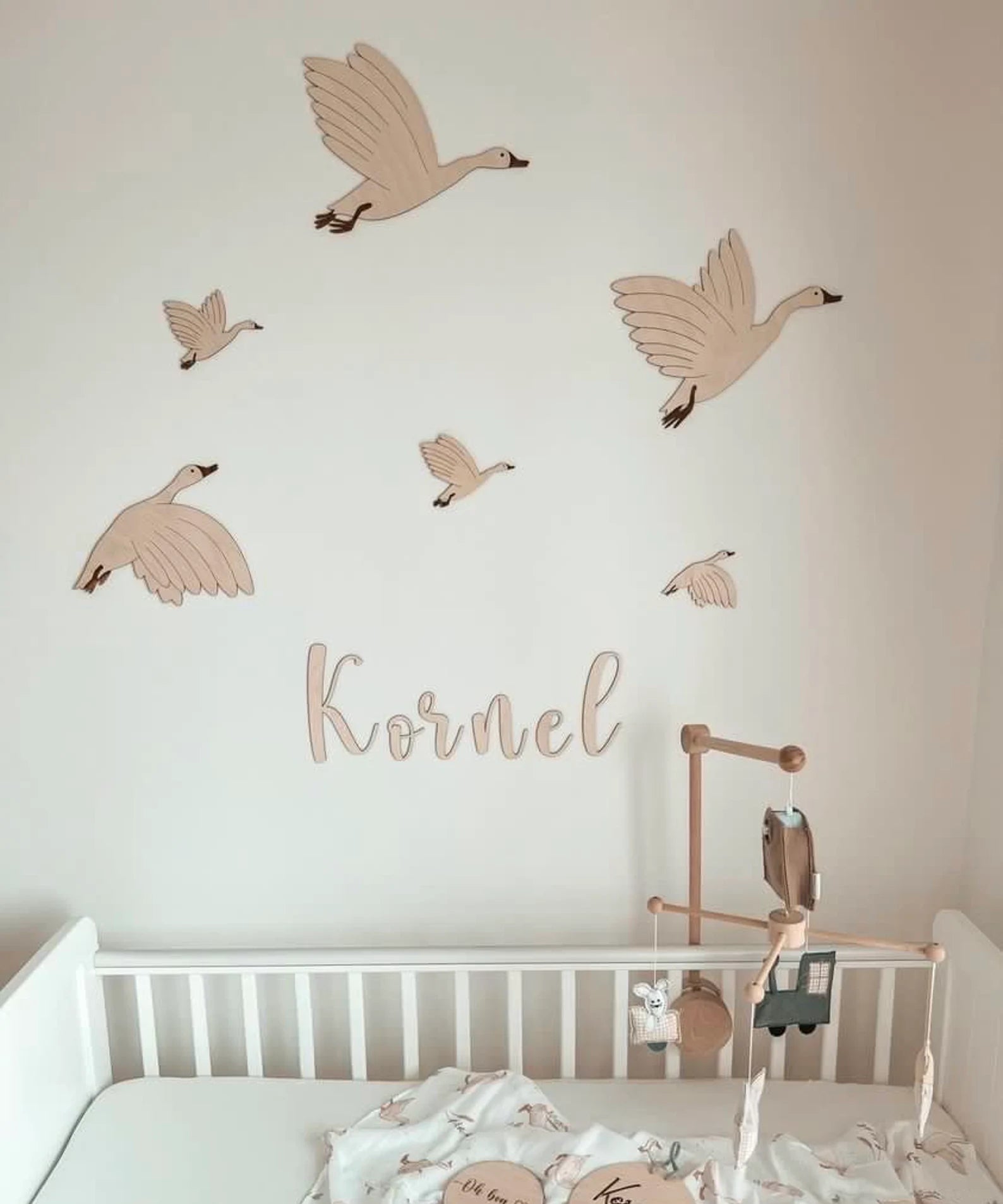 Houten Ganzen Muurdecoratie met Naam image 1