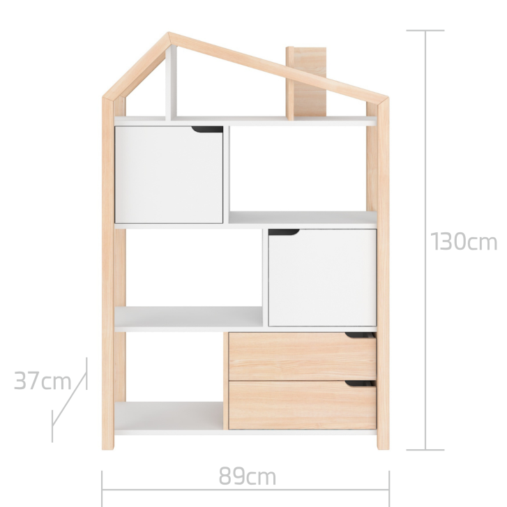 Boekenkast Juno breed met Dakje - Wit image 4