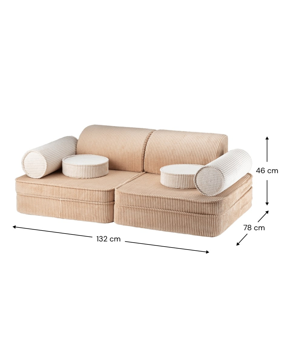 Wigiwama Ribstof Kinderbank - Brown Sugar Settee - Sofa Speelbank image 8