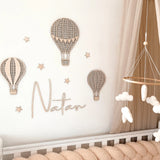 Houten Luchtballonnen Muurdecoratie met Naam image 0