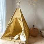 Tipi Tent met Speelmat - Geel Ruitjes image 0