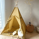 Tipi Tent met Speelmat - Geel Ruitjes image 0