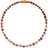 Barnsteen ketting baby/peuter - cognac, aventurine, paarse jade
