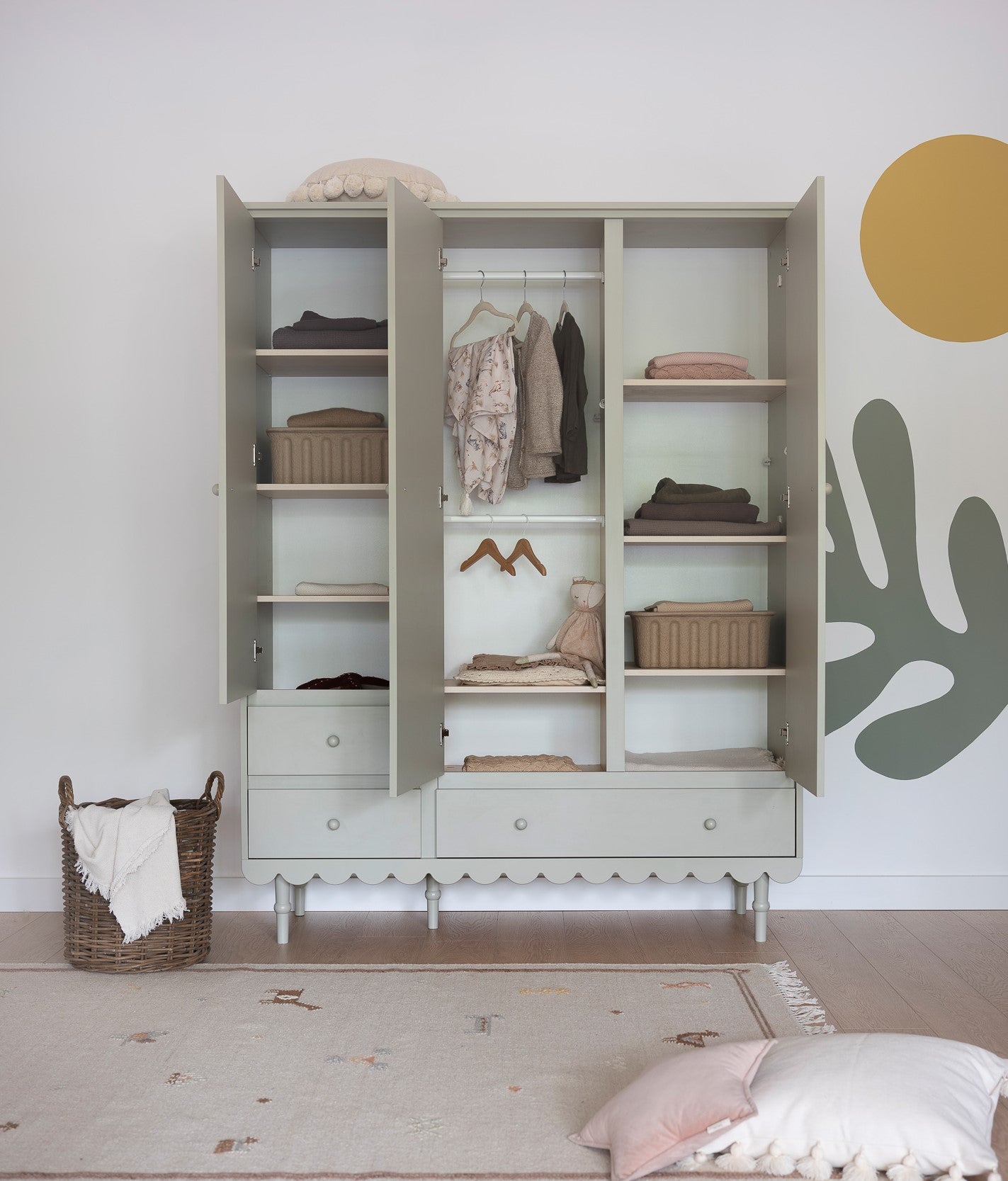 Wood Luck Kledingkast Babushka 3 Deurs - Wit image 5