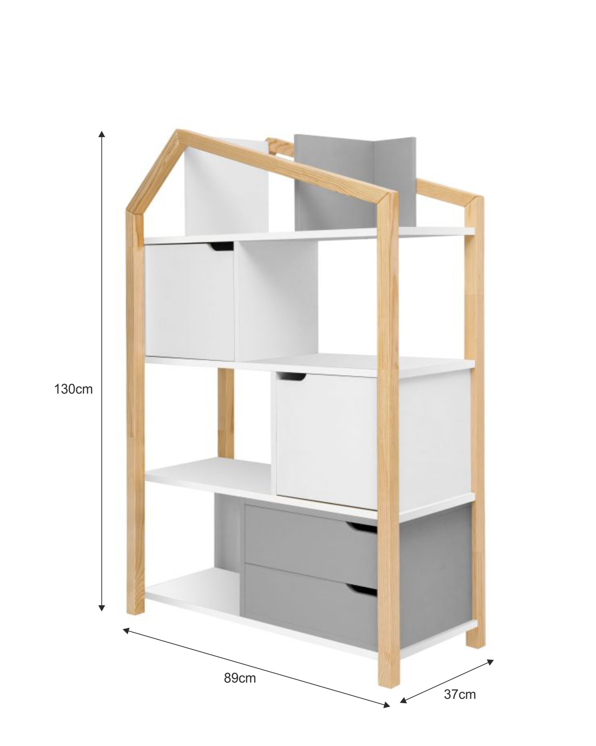 Boekenkast Juno breed met Dakje - Grijs image 5