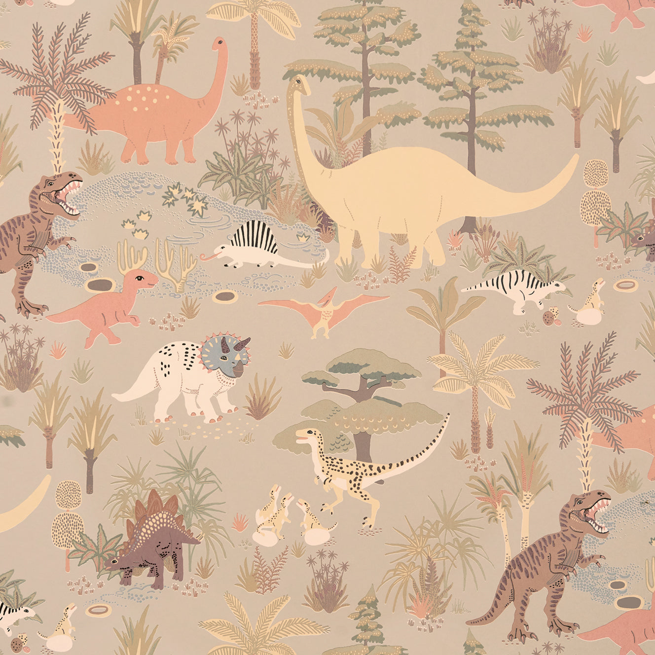 Majvillan Behang - Dinosaur Vibes - Sandy Beige image 1