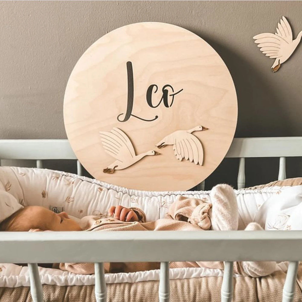 Houten Wandlamp met Ganzen en Naam image 4