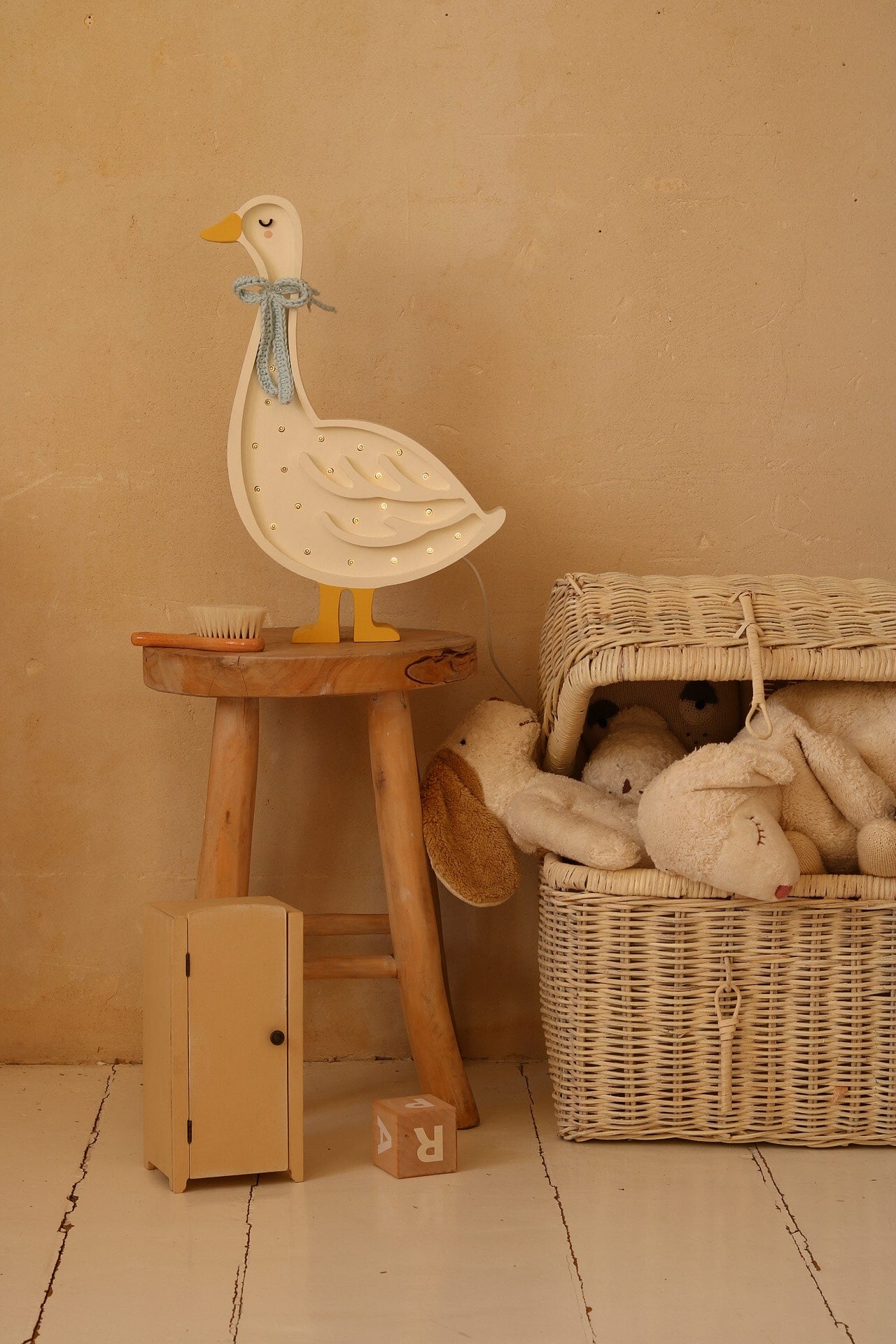 Little Lights Lamp Gans - Wit met Cottage Blue Strik image 6