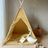 Tipi Tent met Speelmat - Geel Ruitjes image 2