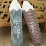 Potlood Kussen met Naam - Rib Cord - Magenta Grey image 1