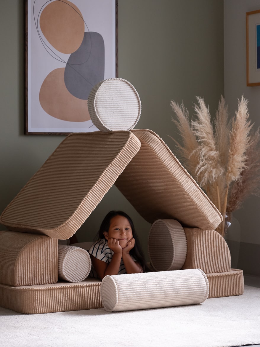 Wigiwama Ribstof Kinderbank - Brown Sugar Settee - Sofa Speelbank image 3