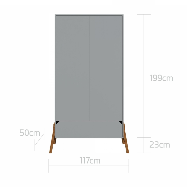 2 Deurs Kledingkast Lunor - Grijs image 3