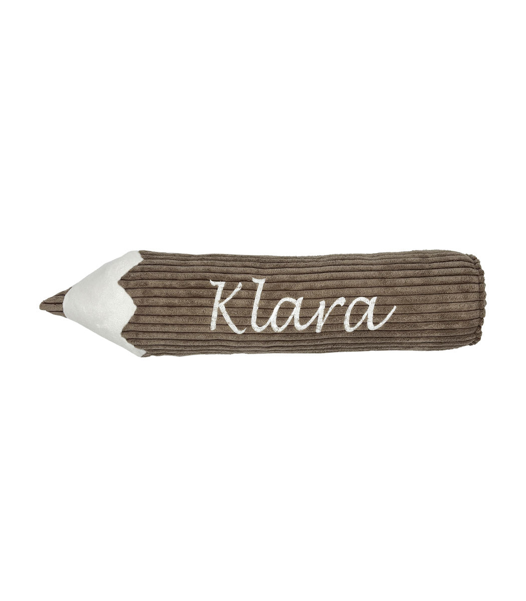 Potlood Kussen met Naam - Rib Cord - Sugar Brown image 2
