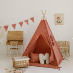 Tipi Tent met Speelmat - Terracotta Strepen image 5