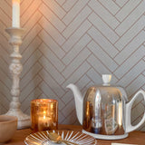 Majvillan Behang - Herringbone - Greige Blue image 3