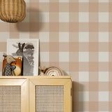 Dekornik Behang - Check - Ruitjes - Lichtroze Perzik Zalm