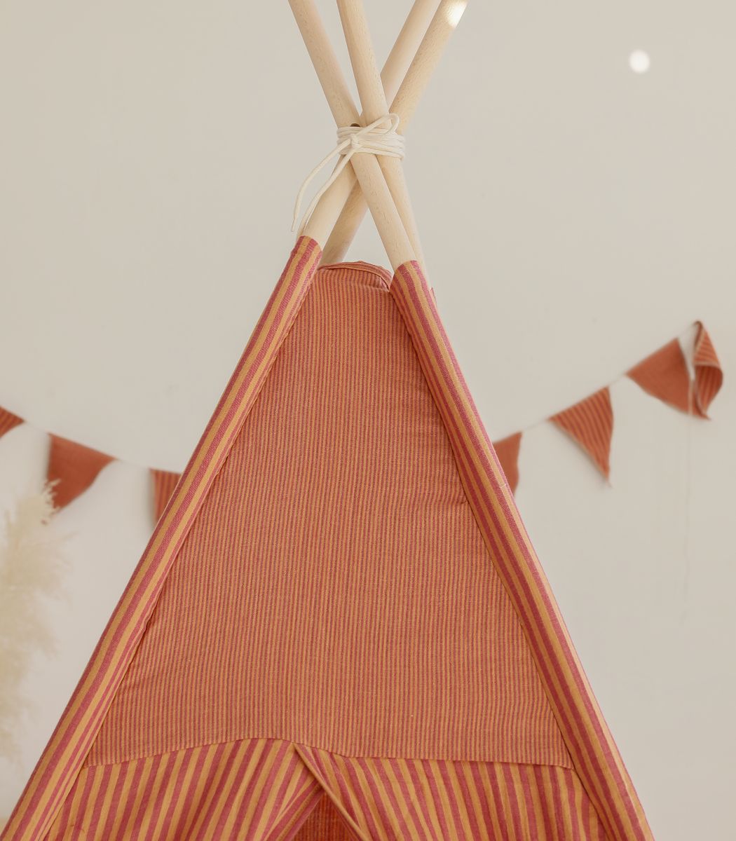 Tipi Tent met Speelmat - Terracotta Strepen image 3
