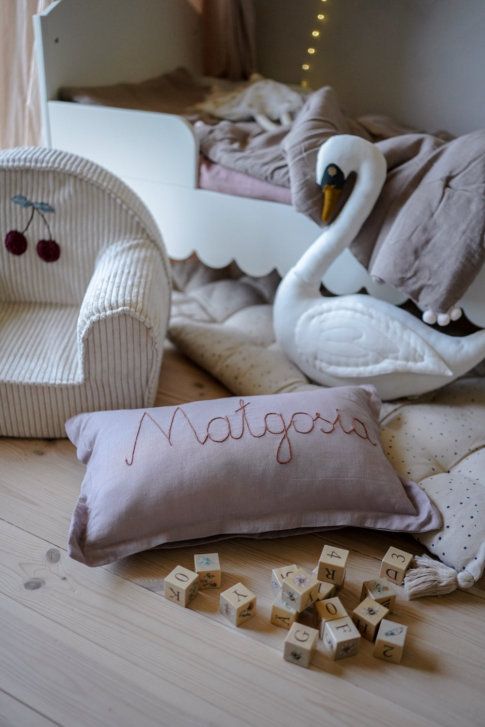 Kussen met Naam - Mauve Linnen image 3