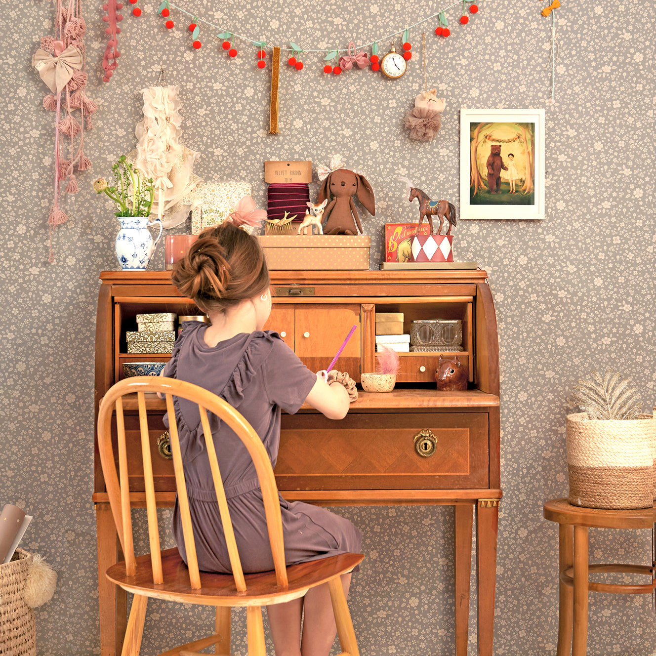 Majvillan Behang - Flora - Dusty Blue image 1