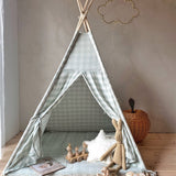 Tipi Tent met Speelmat - Mint Ruitjes image 1
