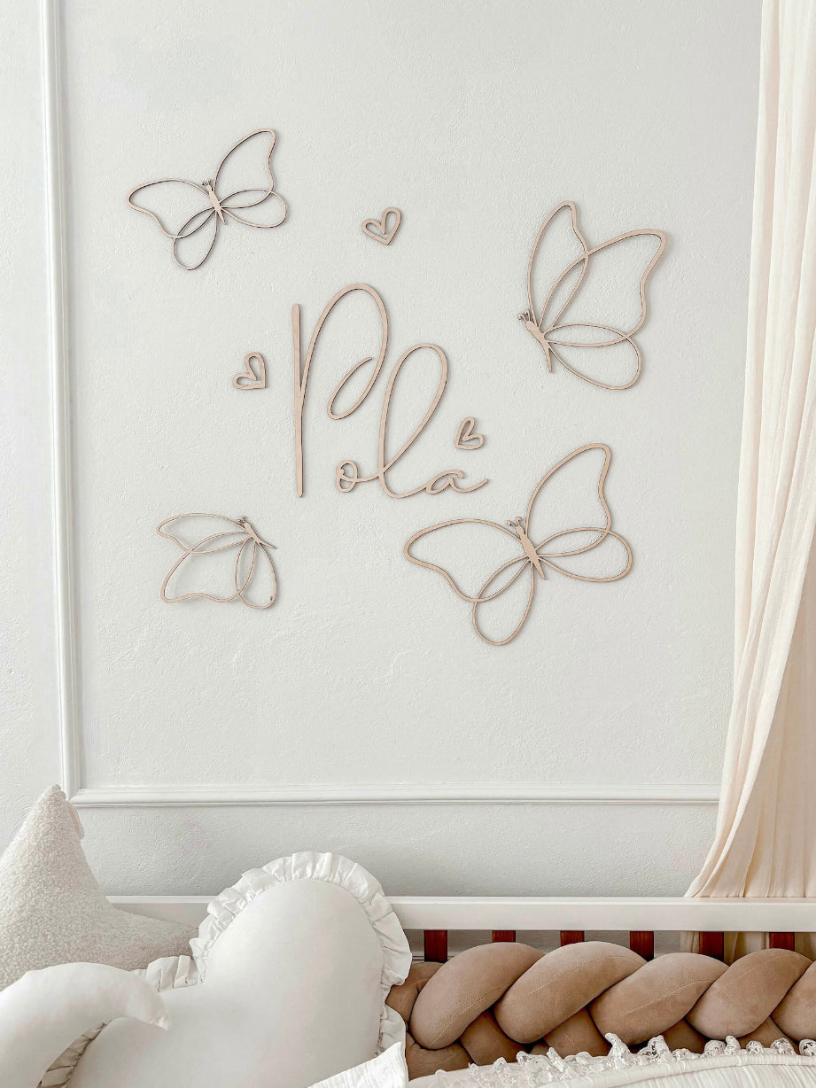 Houten Vlinders Muurdecoratie met Naam image 1