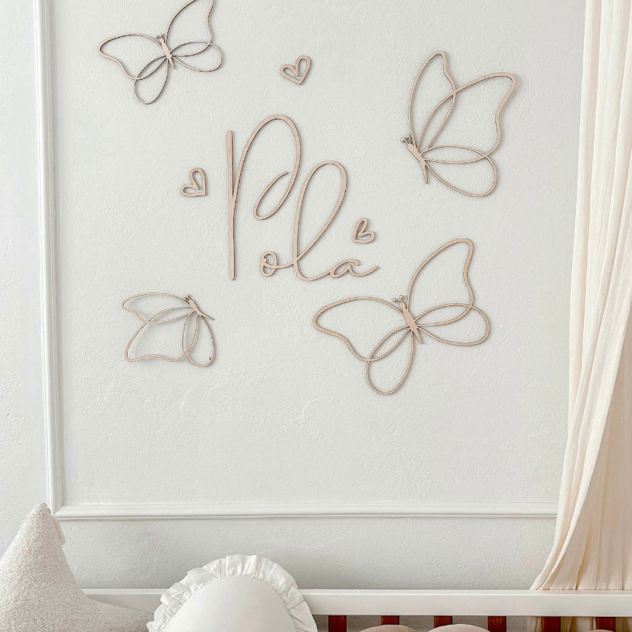Houten Vlinders Muurdecoratie met Naam image 1