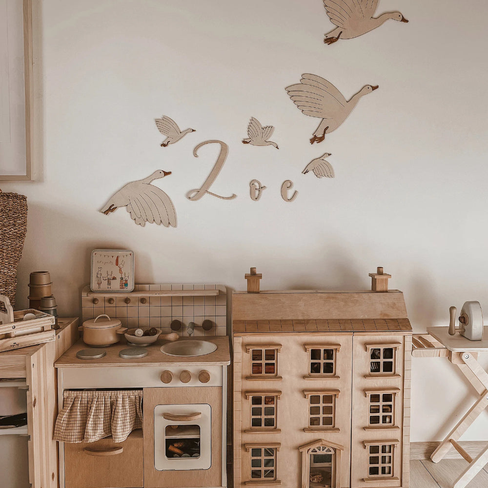Houten Ganzen Muurdecoratie met Naam image 0