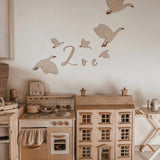 Houten Ganzen Muurdecoratie met Naam image 0