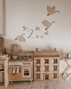 Houten Ganzen Muurdecoratie met Naam image 0