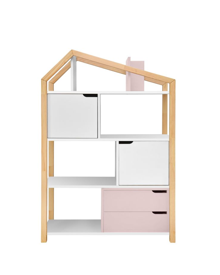 Boekenkast Juno breed met Dakje - Roze image 0